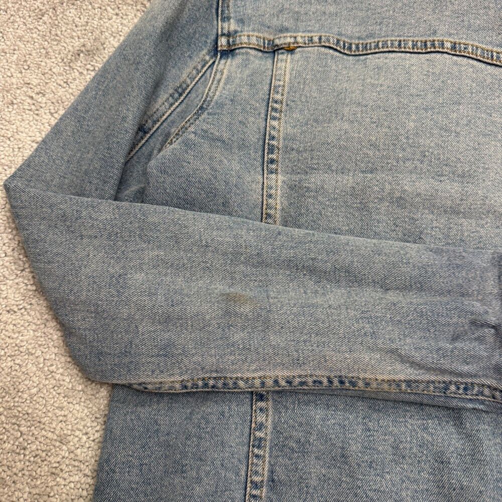 Asos Denim Jacket Womens XS Blue Medium Wash Raw Hem Button Up Trucker Casual - Picture 14 of 16